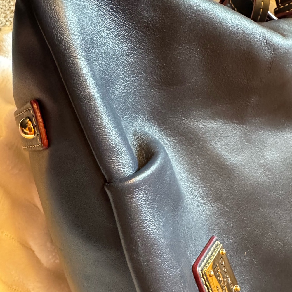 Dooney & Bourke Navy and Burgandy Leather Shoulder Bag - Picture 4 of 4